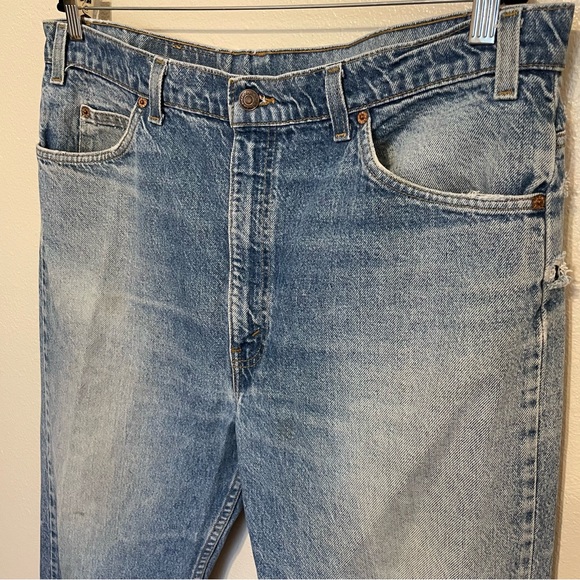 VINTAGE LEVI'S 505 ORANGE TAB DENIM BLUE JEANS MENS SIZE 40x30 1996 - Picture 2 of 9